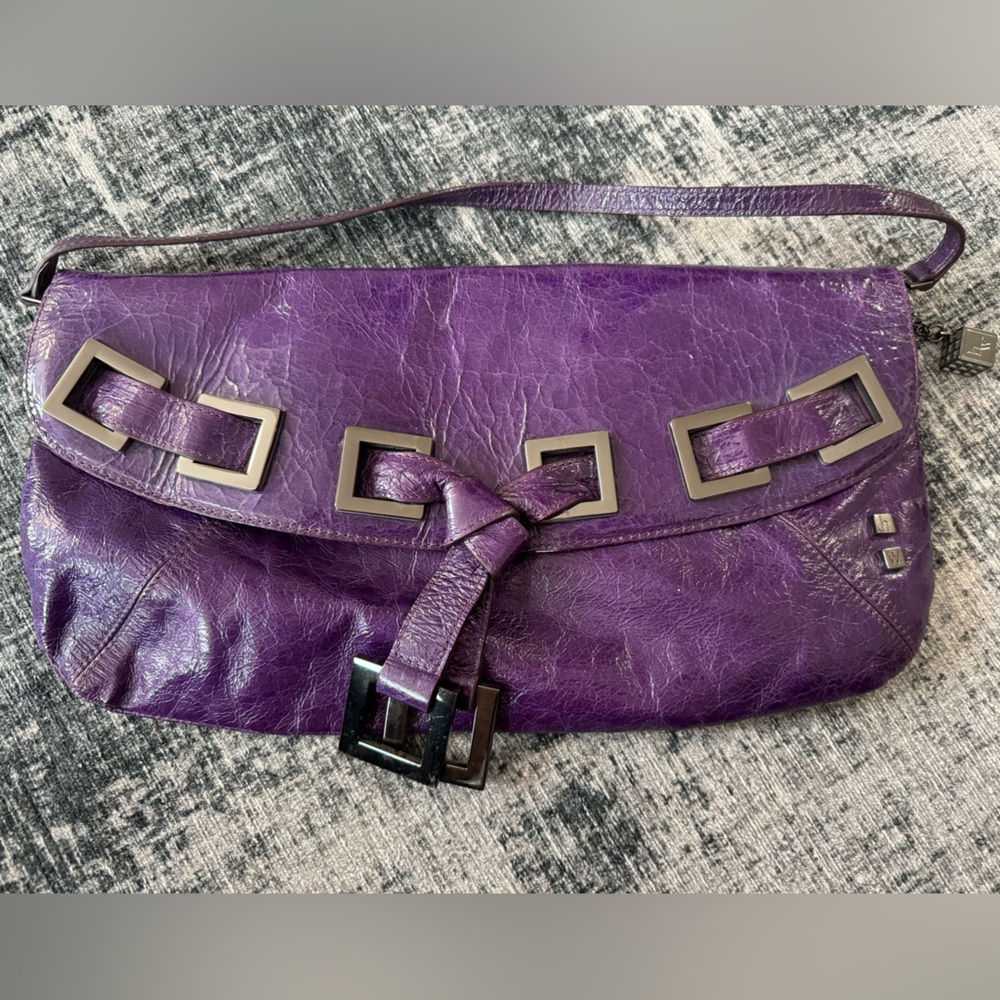 Helen Welsh purple clutch purse